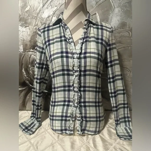 Aeropostale 2010 Green & Purple Y2K Western Long Sleeve Flannel Button Up Size S - Picture 9 of 16